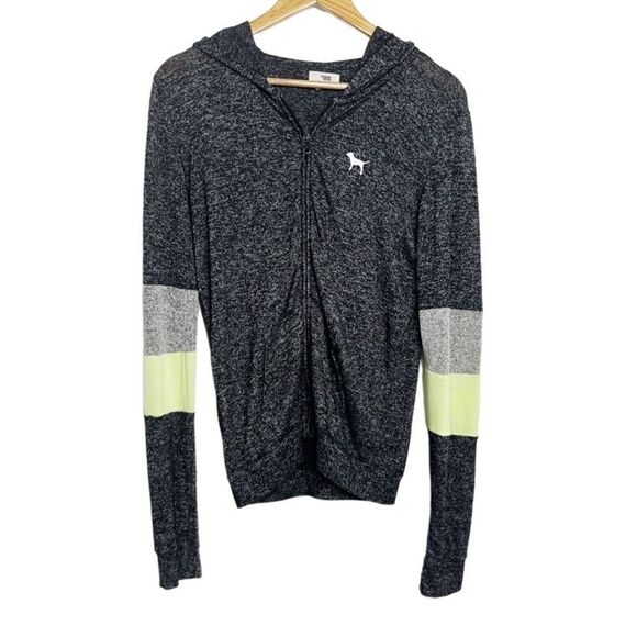 PINK Victoria's Secret Zip Up Hoodie Jacket Heathered Grey Size XS - Picture 1 of 4